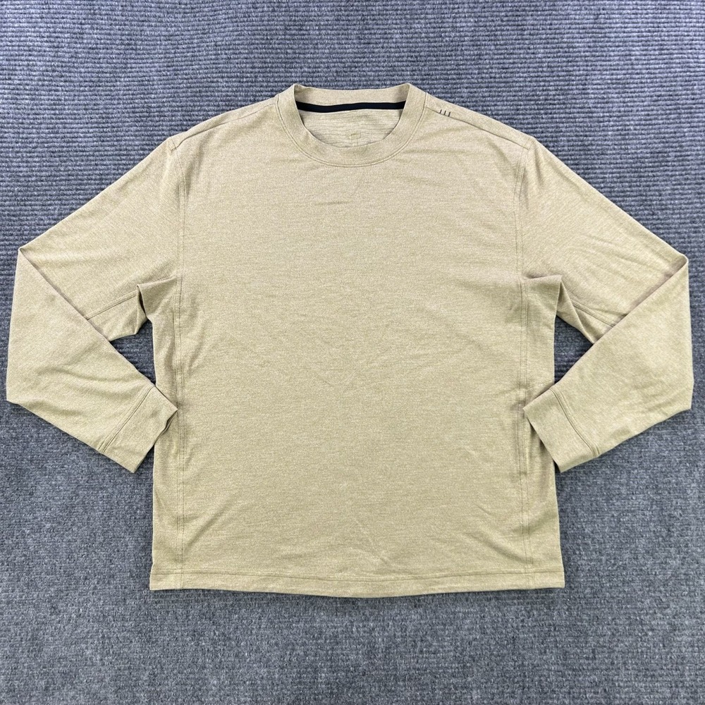 Lululemon T.H.E. Henley Long Sleeve Shirt Mens Beige Tan No Size Tag‎ Athleisure